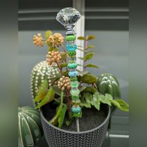 Green Beaded Fairy Wand/Plant/Garden Stake